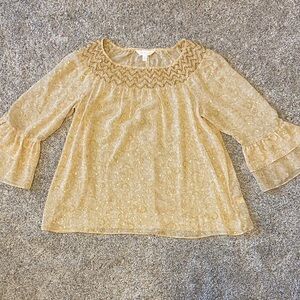 LC Lauren Conrad Gold Paisley Blouse